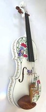 Butterfly White Violin w/Greca B stock w Bow Rosin Strings Case
