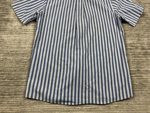 Saddlebred Shirt Mens Medium Blue Striped Short Sleeve Button Up Cotton Blend - Picture 8 of 10