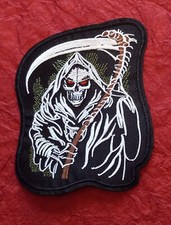 Grim Reaper Horror Death with sickle iron on Embroidered 4 1/2" Patch Halloween