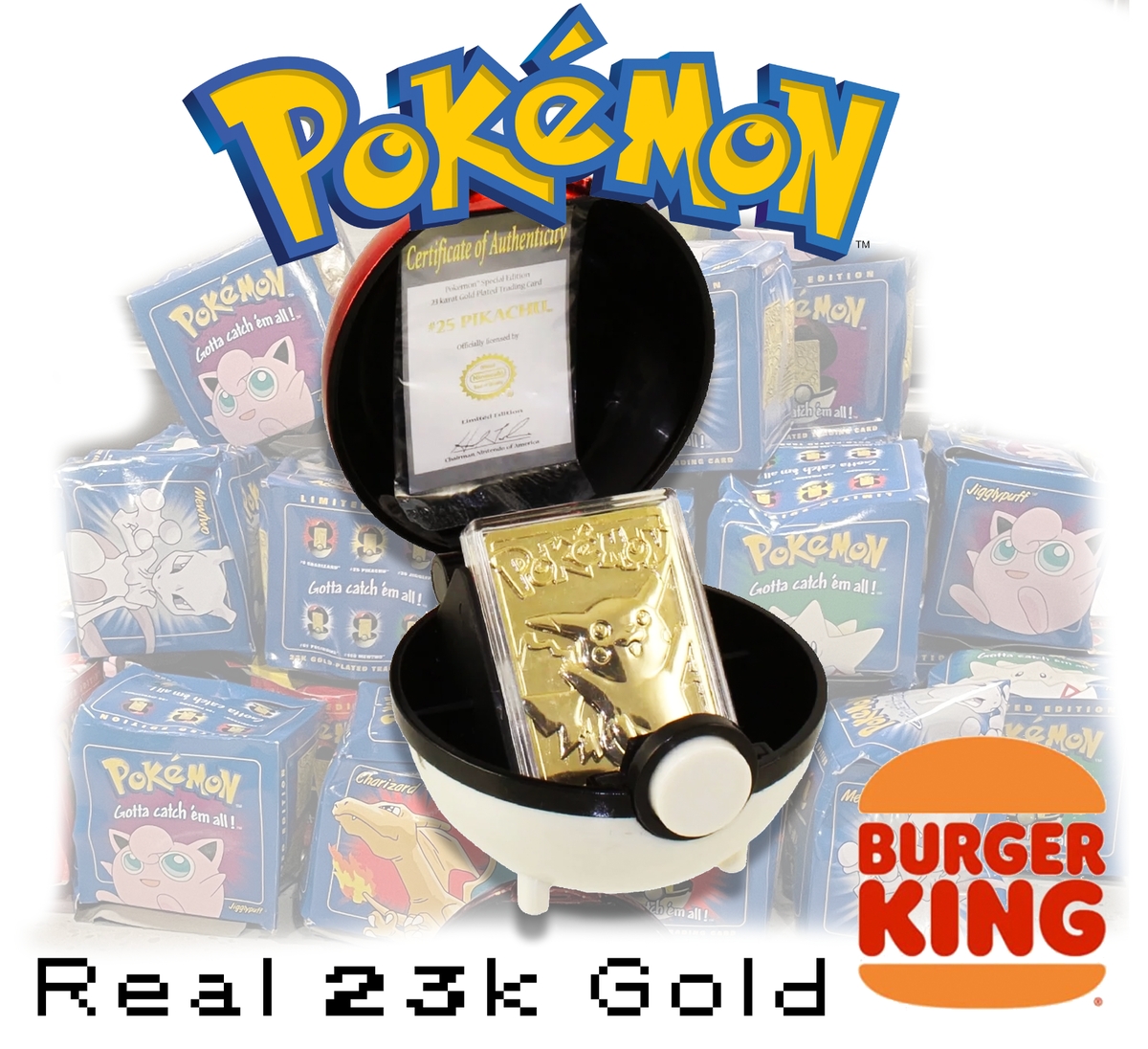 Pokémon 1999 23k Gold Plated Trading Card Burger King Promo Pokémon 1999 23k Gold Plated Trading Card Burger King Promo