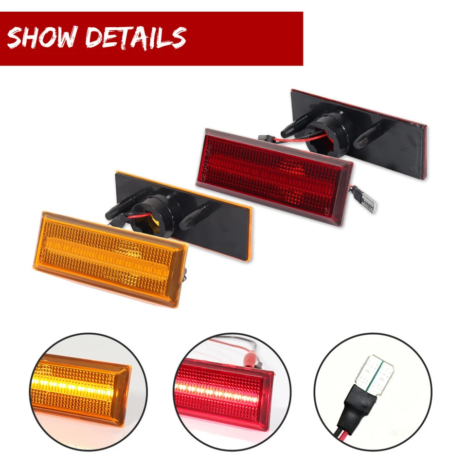 4X Amber Front & Red Rear LED Side Marker Light For 81-88 Oldsmobile Cutlass 442 - Image 4 of 4
