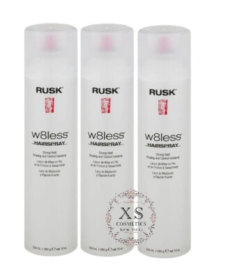 Rusk W8less Hairspray Strong Hold Shaping and Control 10 oz (LOT OF 3)