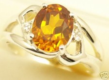 Lab Simulated Topaz Silver Ring November 103 Sz 7.5