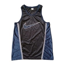 Vtg Nike Tank Top Jersey Mens XL Blue Black Embroidered Swoosh Basketball 90s