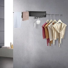 Foldable Wall Clothes Dryer Laundry Drying Rack Wall Mounted Clothes Rack Gray