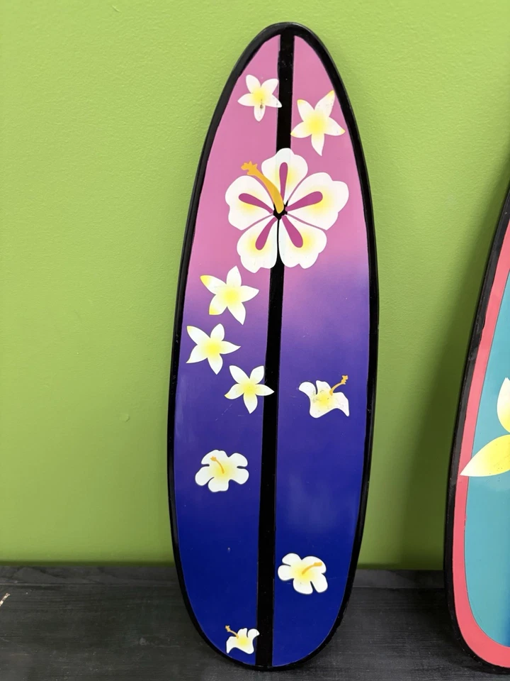 Juego de 2 tablas de surf utilería playa hawaiana floral/flor decoración de pared 18" Foto 3 de 4
