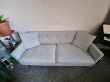 2 Seater Sofa 165cm with 2 Cushions Blue Grey Linen Fabric