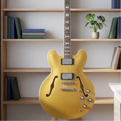 Electric Guitar 335 Golden Semi Hollow HH Mahogany Body Rosewood Fretboard
