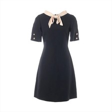 Gucci 16 years Silk Dress 36 Ladies' Black  453979 Bowtie Pearl