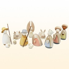 Erzgebirge Krippe Krippenfiguren modern 12-teilig farbig lasiert max. 10cm hoch