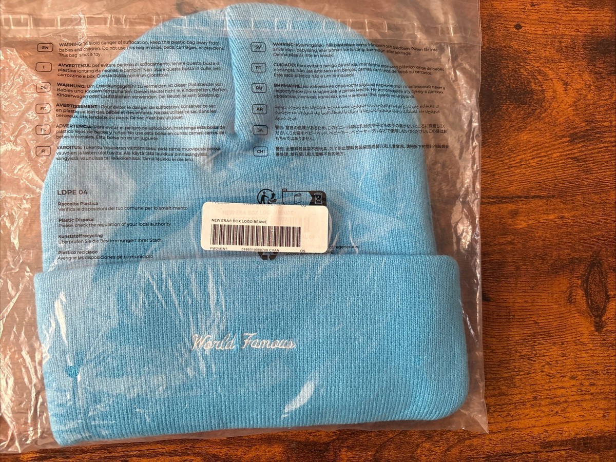 Supreme New Era Box Logo Beanie Cyan Blue FW25 Supreme New York