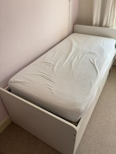 Ikea SLÄKT Bed frame with built in storage drawers, white, 90x200 cm
