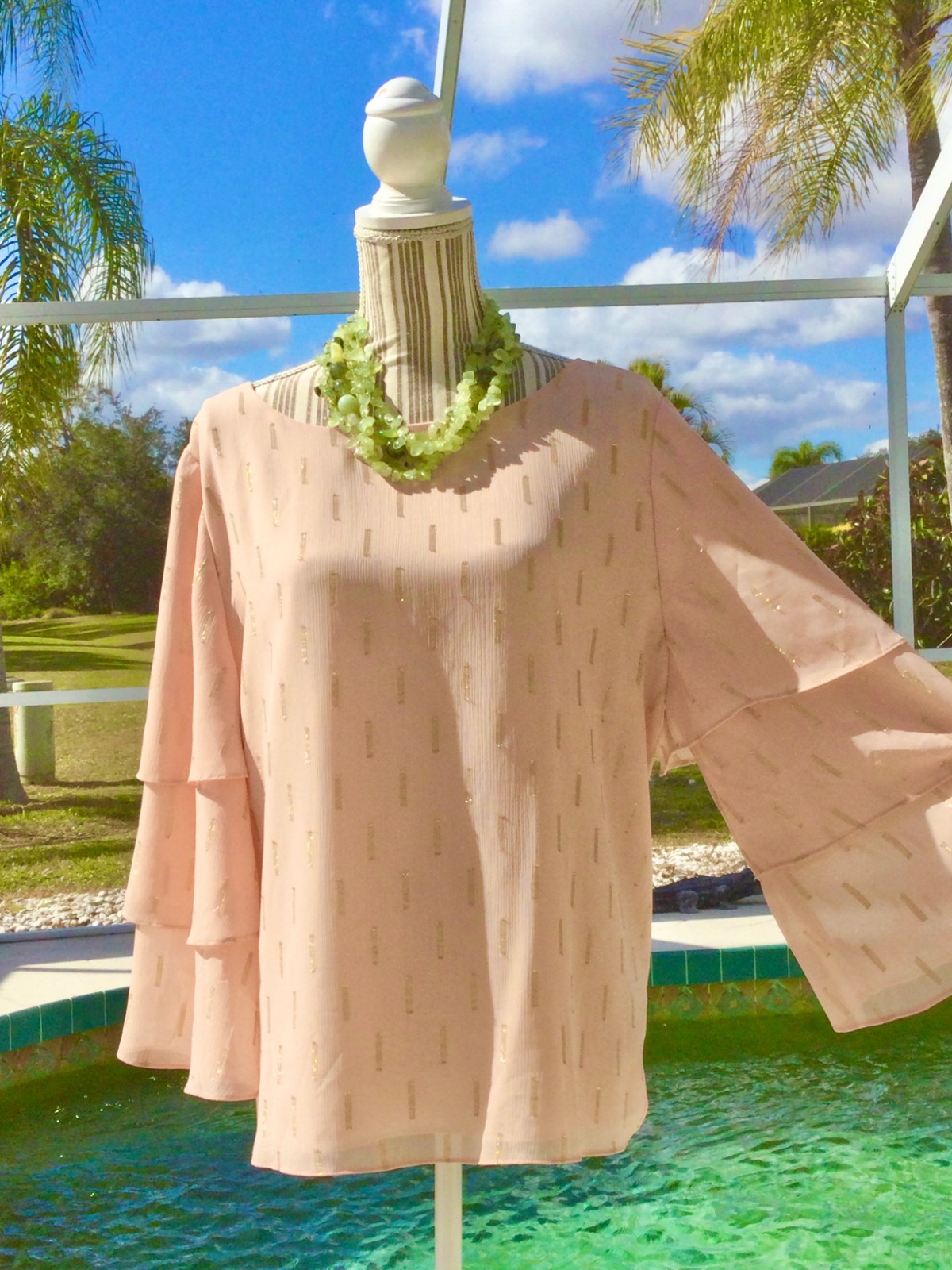 CHICOS Multi Blue,White DRAMATIC Geometric  Dolma… - image 8