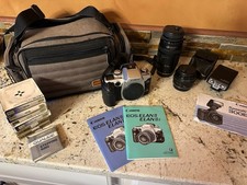Canon EOS ELAN IIe 35mm SLR Film Camera, 50mm and 70-210mm Lenses, Flash, more 