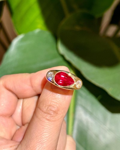 Pear Cut Red Spinel Ring 925 Sterling Silver Gift For Her Engagement Ring.