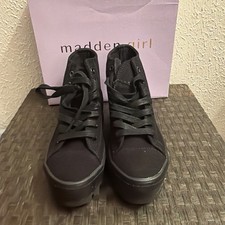 Madden Girl Girls Black Canvas Lace-Up Ankle High-Top Sneakers US 3 M