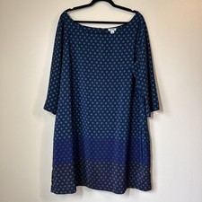 Old Navy Shift Dress Womens XXL 2X Blue Midi Polka Dot Feminine Indie Mature Y2K