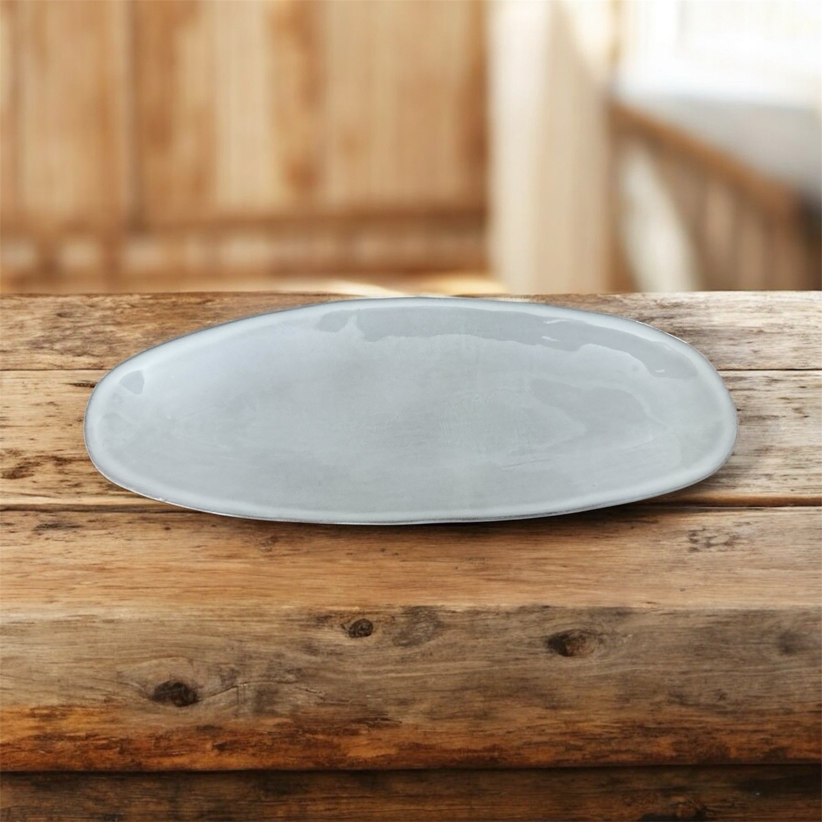 Long Grey Serving Platter Ceramic Plate