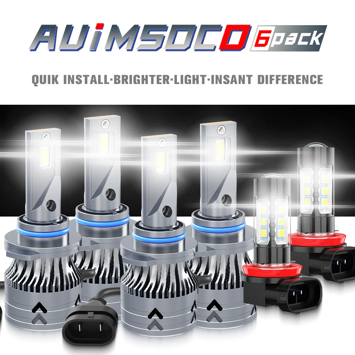 6x 9005 9006 H11 LED Combo Headlight High Low Beam Bulb White Fog Light Kit 110W
Opens in a new wind