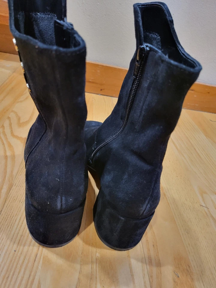 Botas Gabor para mujer media pantorrilla gamuza cuero negro botines talla 7 M EE. UU. 4,5 UK Foto 4 de 4