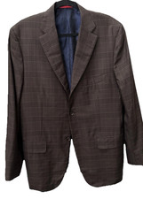 Isaia Napoli Plaid Silk  Wool Blazer 2 Vent 3 Button Neiman Marcus Quiet Luxury