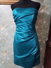 Davids Bridal Women's Dress Size 6 Teal Strapless Cocktail Wedding Party