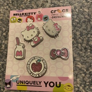NEW Hello Kitty Elevated Metal Jibbitz Glitter 5 Pack Crocs Charm Authentic MOC