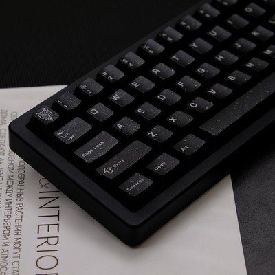 114 Keys Doubleshot Translucent Keycaps, Glitter Black, Cherry Profile Set