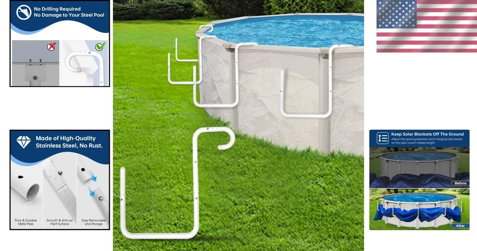 Durable Solar Cover Storage Brackets for Steel-Walled Pools - Effortless Setup - Image 2 of 4
