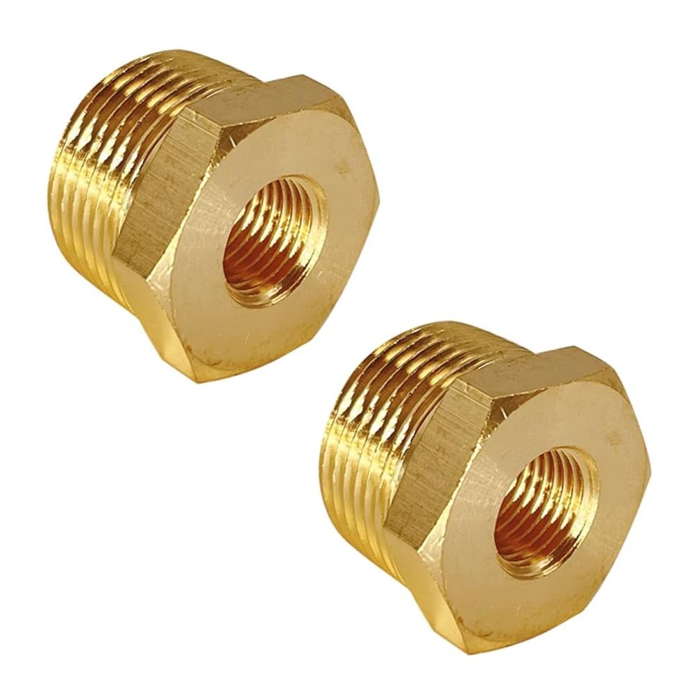 Brass Reducing Bushing, 1/2" Male X 3/8" Female NPT, 2 Pack
