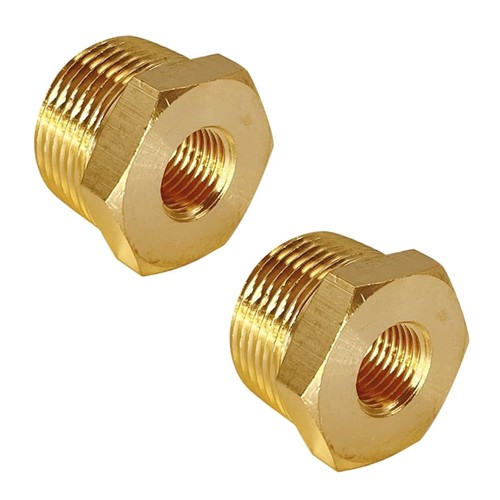 Brass Reducing Bushing, 1/2" Male X 3/8" Female NPT, 2 Pack