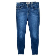 7 For All Mankind The Ankle Skinny Jeans Women's Blue Whiskered Denim Size 29