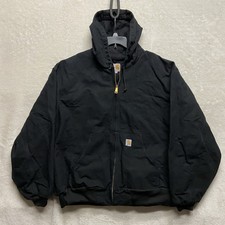 Carhartt Jacket Mens 4XL Black Full Zip Canvas Hooded Lined J131-BLK Made in USA