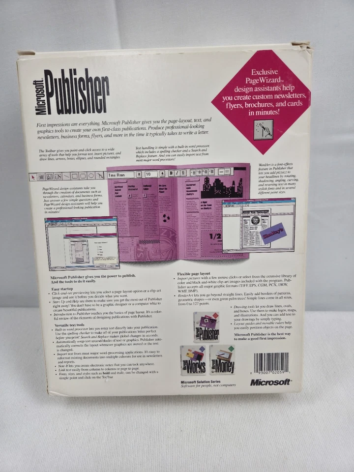 Microsoft Publisher 1.00 (Dual) HD c1992 Vintage Complete Factory Sealed NOS - Image 4 of 4