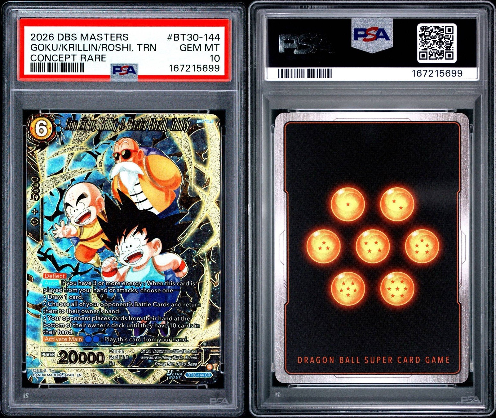Dragon Ball Super Son Goku Krillin & Master Roshi Trinity CR BT30-144 PSA 10 view 3
