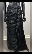 Adrianna Papell Evening multi tier ruffle maxi skirt formal black 12