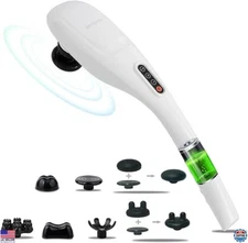 MEGAWISE Cordless Back Massager, Rechargeable 3200mAh, 5 Speeds, 7 Massage Nodes