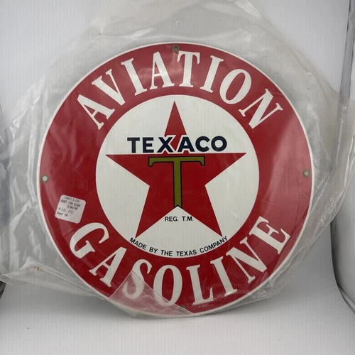 Texaco Aviation Gasoline Advertising Sign - Metal 11" - Vintage Oil & Gas Texas