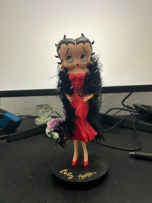 Betty Boop Figurine Red Dress Black Feather Shawl Collectible Vintage  Statue | eBay