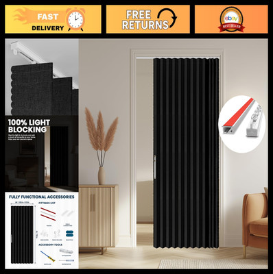 100% Blackout Accordion Door Curtain - Invisible Folding Interior Door Panel, 53