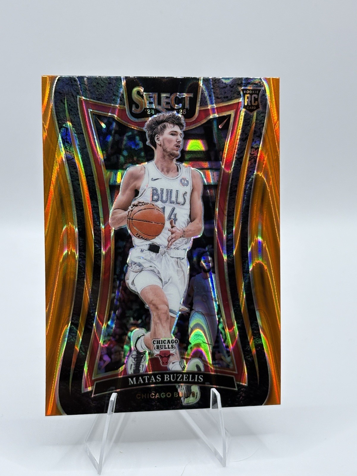 2024-25 Panini Select Mezzanine Matas Buzelis #384 Orange Flash Prizm RC Bulls