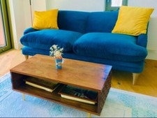 LARGE Loaf Pudding Sofa, 5 Yrs Old, Clever Velvet Blue?Excellent Condition �1400