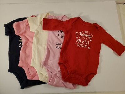 BABY GAP/CARTERS RABBIT SKINS LOT FIVE ONE-PIECE INFANT BODYSUITS