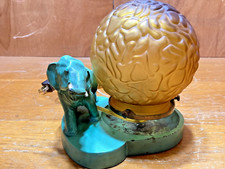 Antique  Elephant Lamp with Amber Brain Shade  Original Paint   4353