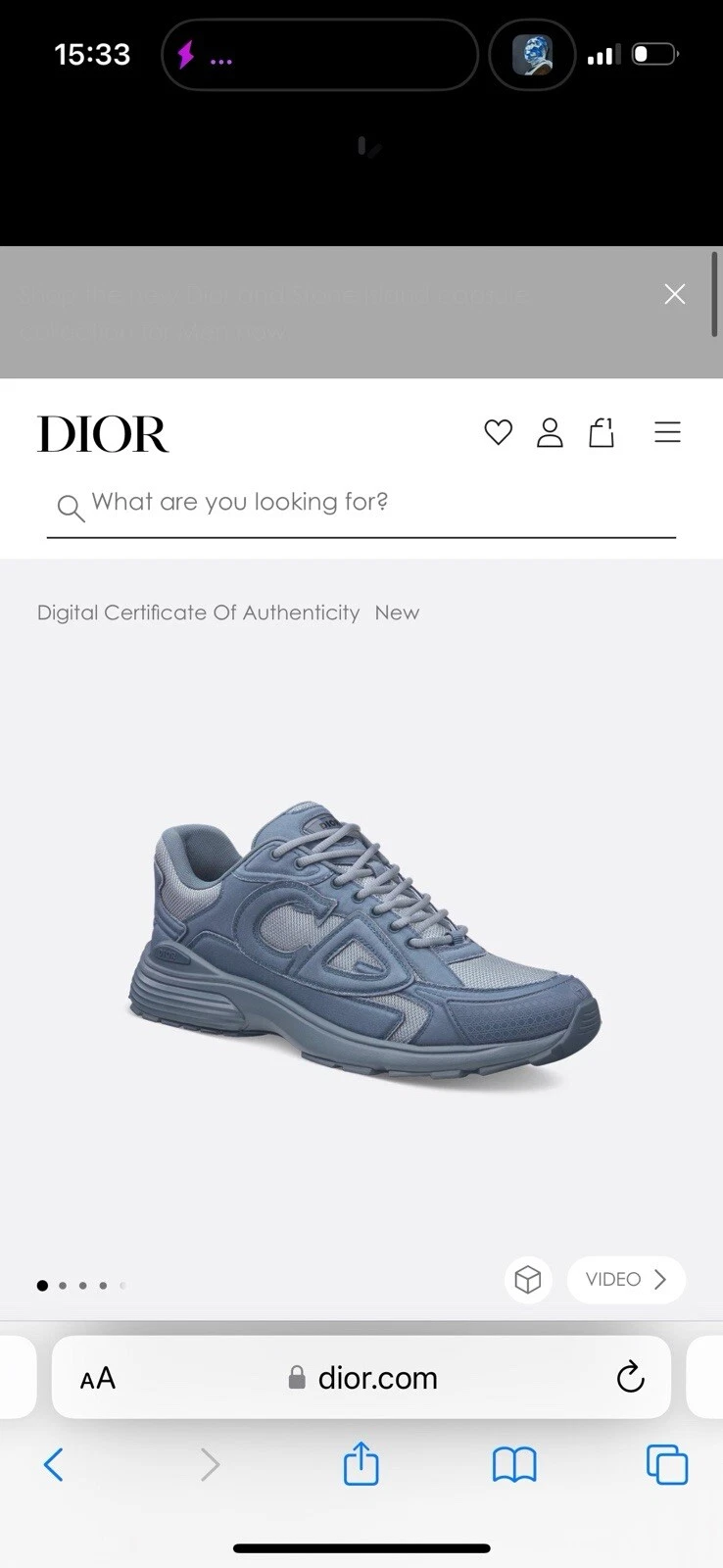 DIOR X STONE ISLAND B30 NAVY 100 % AUTHENTIQUE ÉDITION LIMITÉE ÉPUISÉ UK9 43