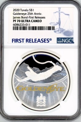 Golden Eye James Bond 2020 Tuvalu 1oz Silver Proof Coin $1 NGC
