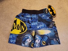 Batman Youth Kids Boys Swim Trunks Board Shorts swimsuit Size 2T Blue Yellow