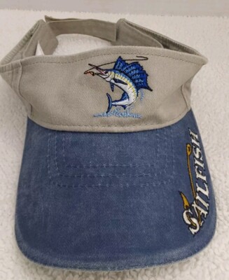 Just Hook Em Visor Hat Sailfish Embroidered One Size Beach Outdoors Vacation