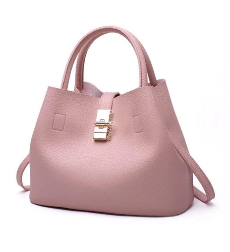 Ladies' leather bucket bag with gold padlock crossbody bag, ladies' handbag - Picture 36 of 37