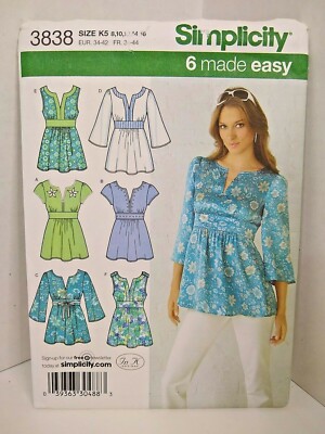 Simplicity 3838 Ladies sewing pattern Banded Tunic New size 8-10-12-14-15 | eBay